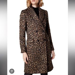 Karen Millen Double-Breasted Leopard Print Coat, Women’s size 4